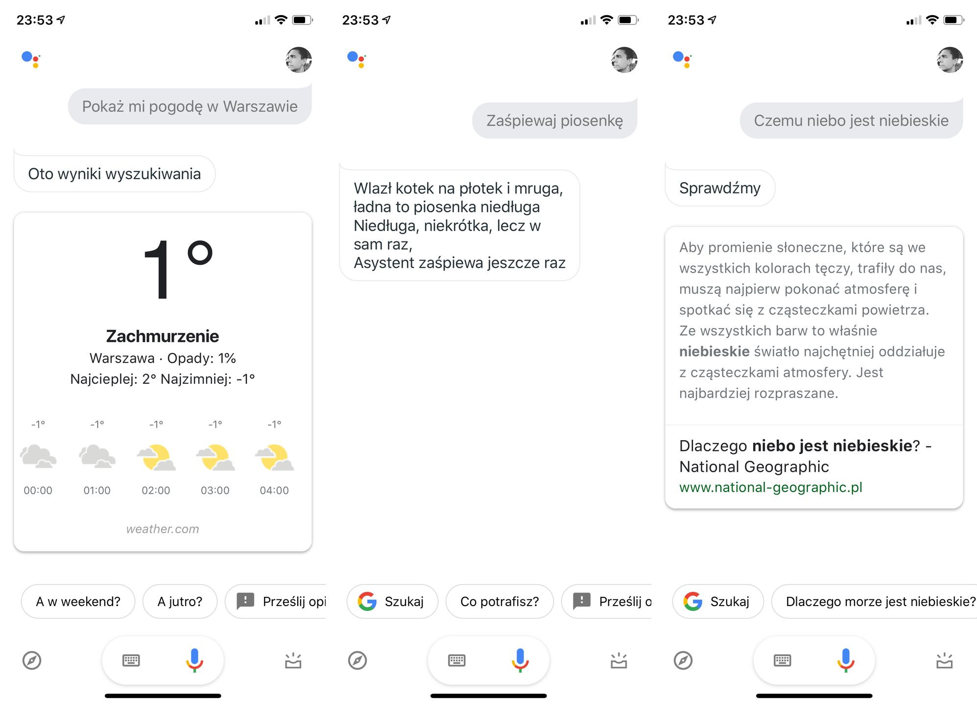 Asystent Google uruchomiony na iPhonie.