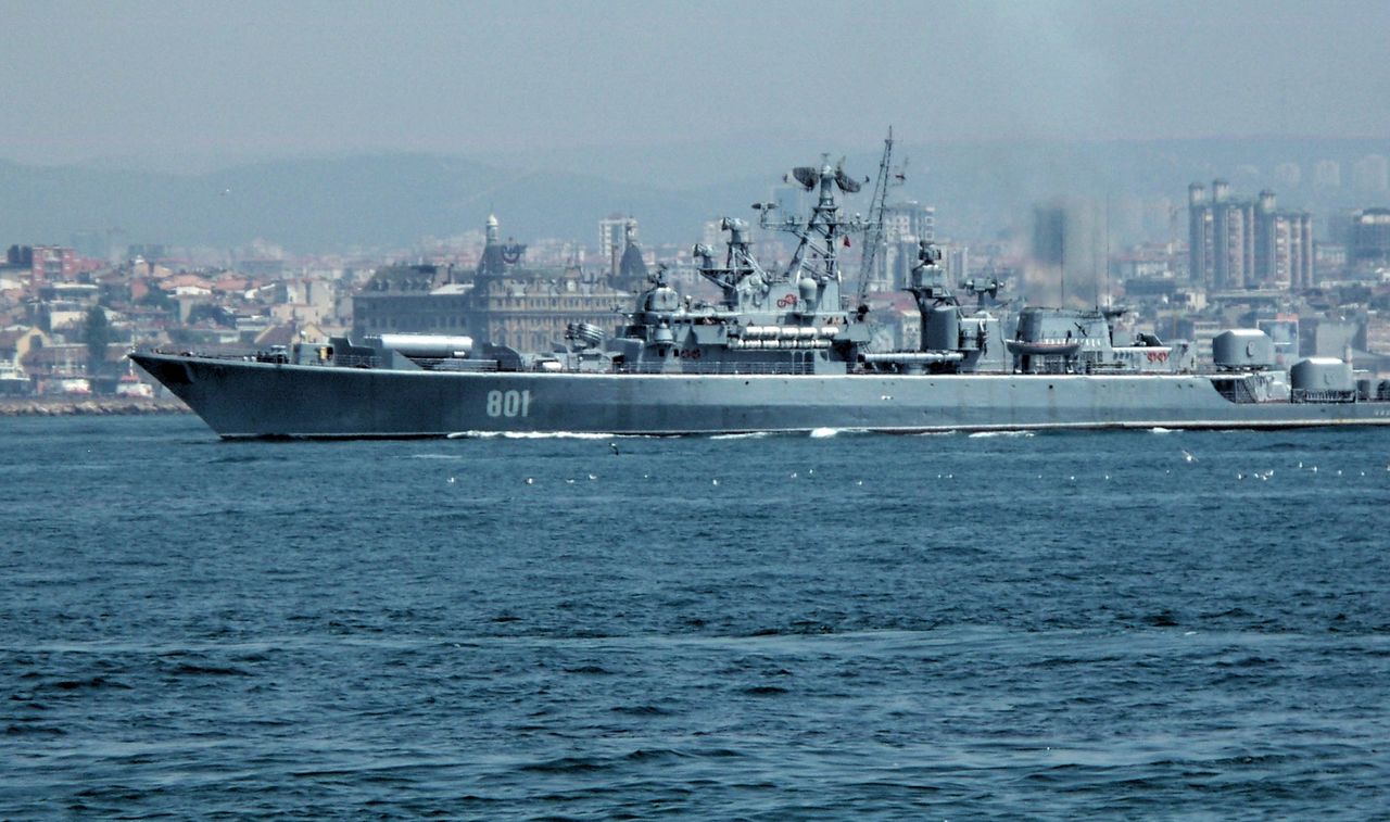 Rosyjska fregata Ladny, która uczestniczyła w manewrach 