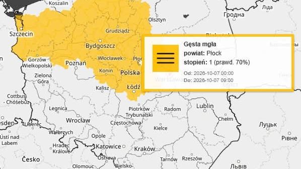Ostrzeżenie przed gęstymi mgłami 