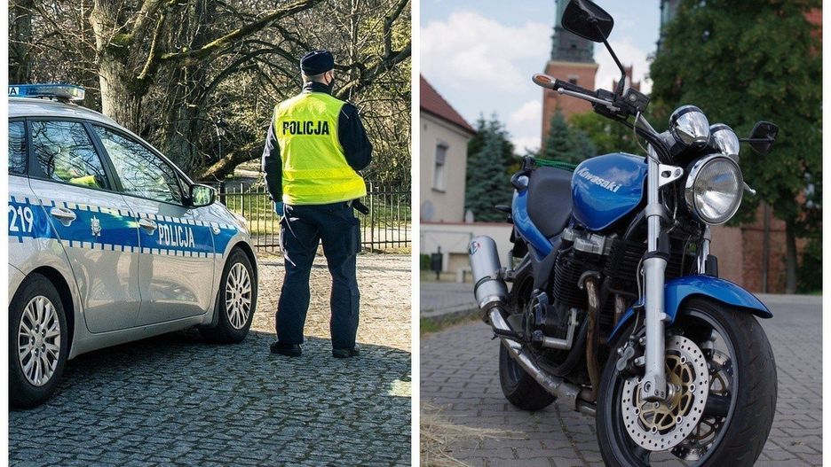 Patrolujący miasto funkcjonariusze ogniwa patrolowo-interwencyjnego zwrócili uwagę na motocykl kawasaki, który posiadał niesprawne oświetlenie.