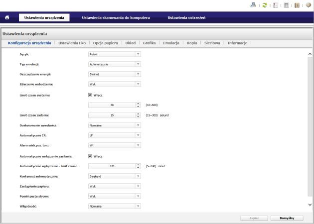 Easy Printer Manager ustawienia