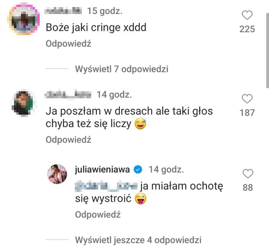 Julia Wieniawa zrelacjonowała wizytę w lokalu wyborczym