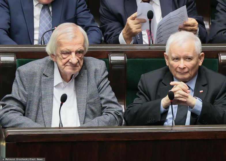 Ryszard Terlecki i Jarosław Kaczyński podczas obrad Sejmu