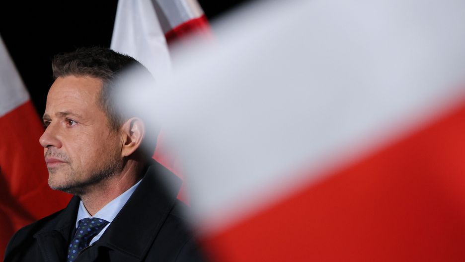 Międzyborów, 16.05.2025. Wybory Prezydenta RP 2025 - kampania. Kandydat KO w wyborach prezydenckich, prezydent Warszawy Rafał Trzaskowski podczas wiecu wyborczego w miejscowości Międzyborów, 16 bm. (sko) PAP/Paweł Supernak
