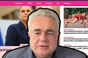 Szef Republiki Tomasz Sakiewicz na tle strony Blask Online
