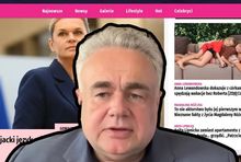 Szef Republiki Tomasz Sakiewicz na tle strony Blask Online
