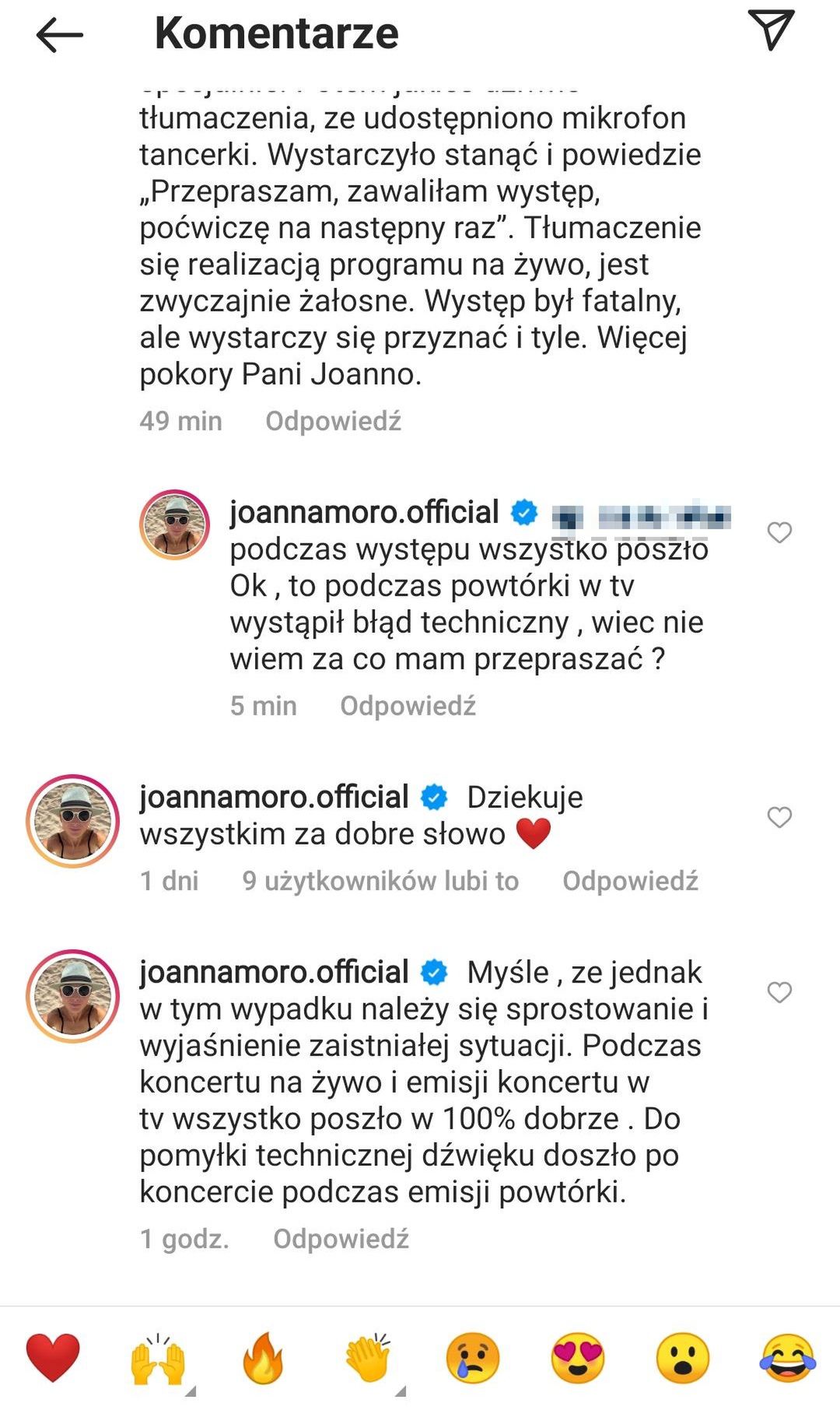 Joanna Moro jeszcze raz tłumaczy, co zaszło