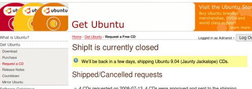 Ubuntu ShipIt chwilowo wstrzymane