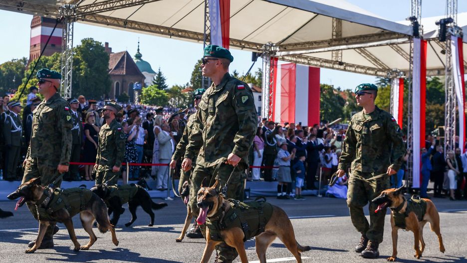 W defiladzie wzięły udział również psy
