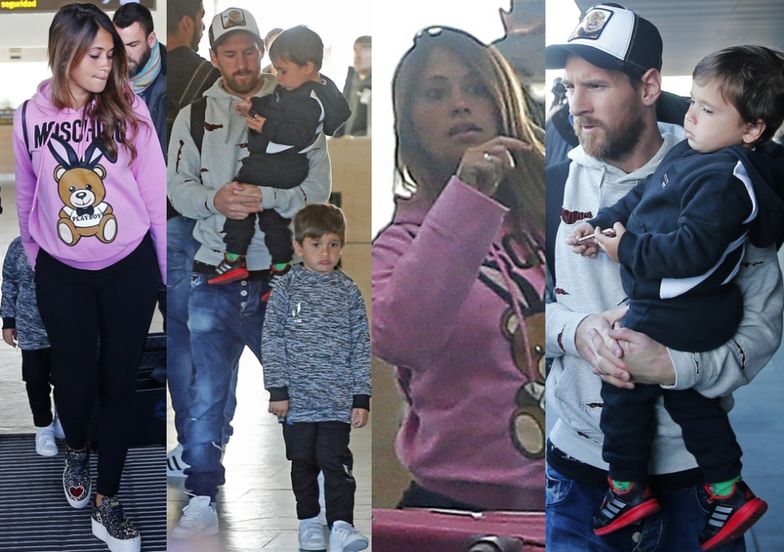 Leo Messi z żoną i synami na lotnisku w Barcelonie
