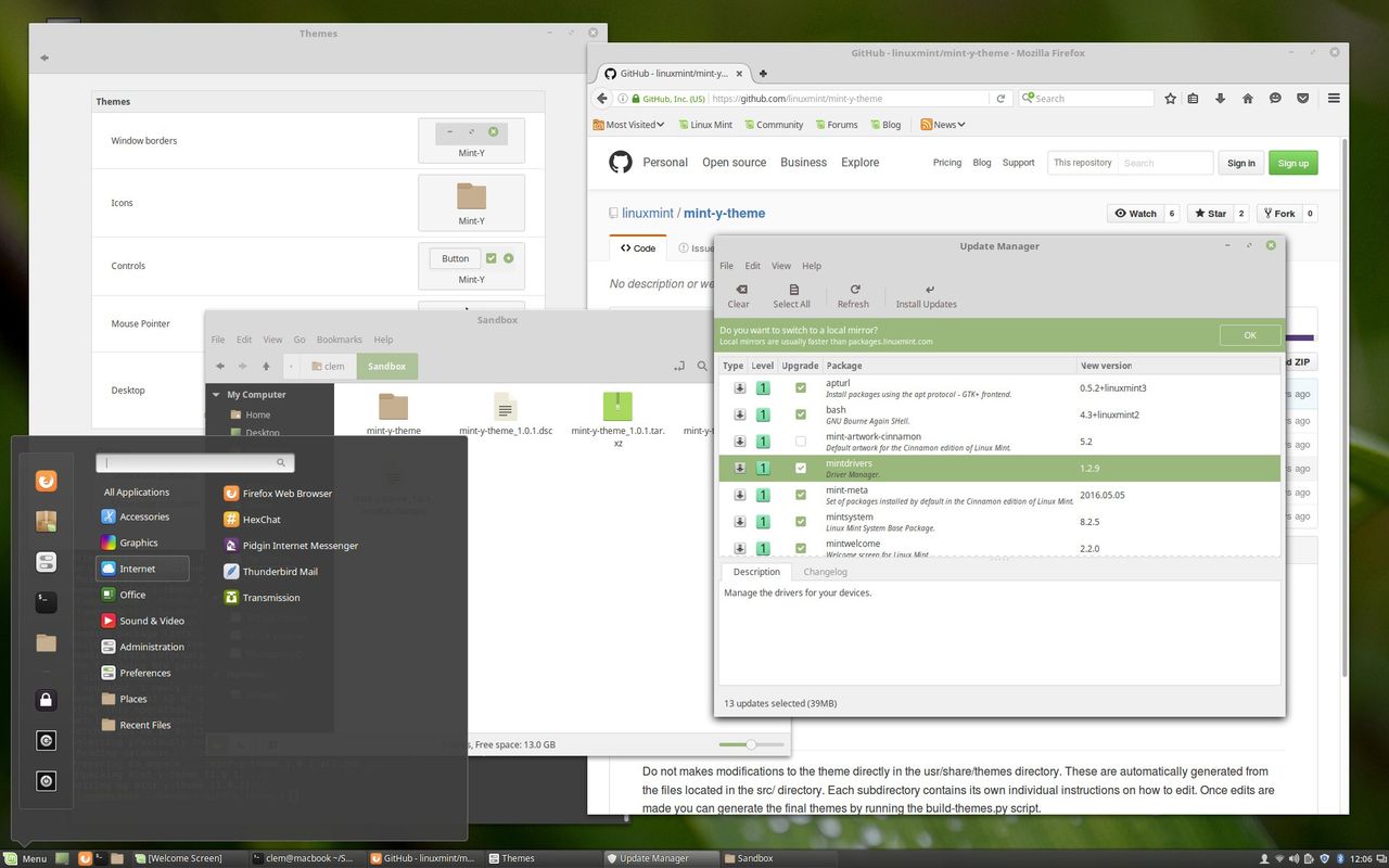 Cinnamon na Linux Mint 18