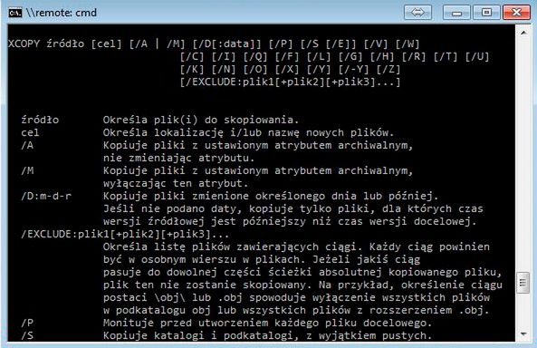 Składnia polecenie xcopy.