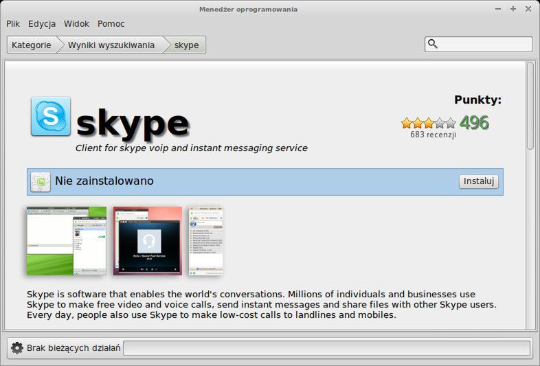 Aby zainstalować skypea wystarczy klinąć instaluj i wpisać hasło administratora.