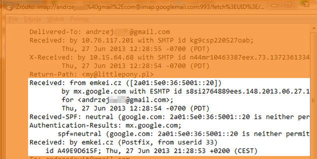 Tak wygląda mail od środka :)