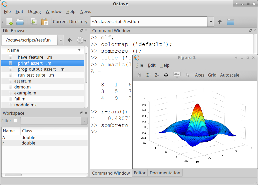 Interfejs GUI (Qt 5) nowego Octave 4.0 (źródło: Wikimedia)
