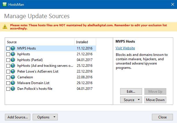 Nadal można dodawać własne źródła, ale od startu dostępnych jest ich więcej