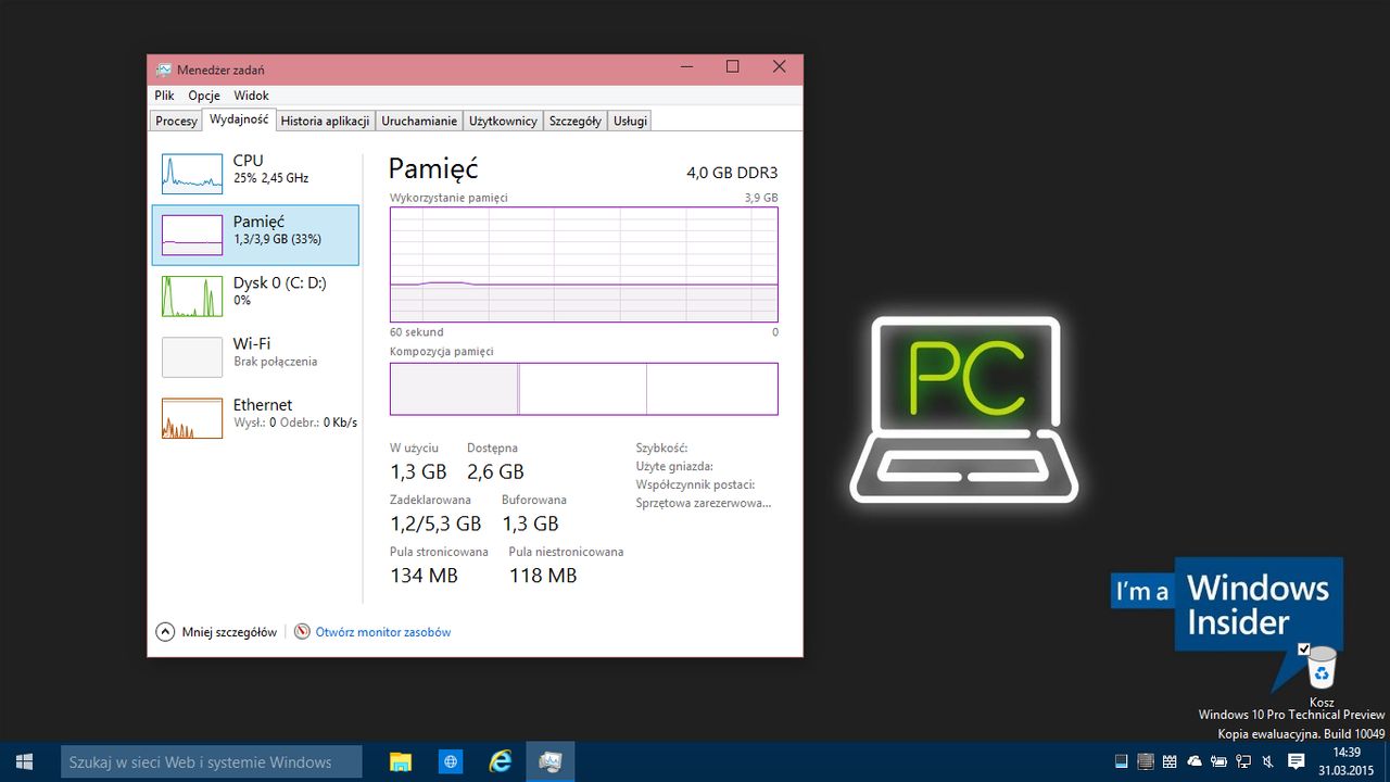 Windows 10 po czystym starcie zajmuje zdecydowanie mniej zasobów niż wcześniej