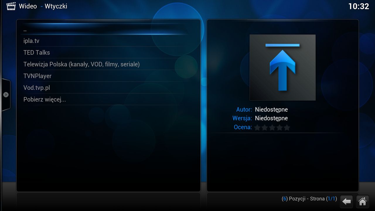 Panel wyboru zainstalowanych wtyczek