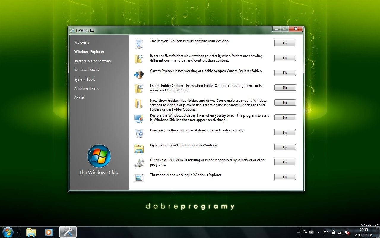 FixWin - Windows Explorer