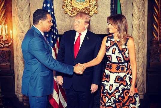 Melania Trump i Donald Trump na spotkaniu z karaibskimi politykami