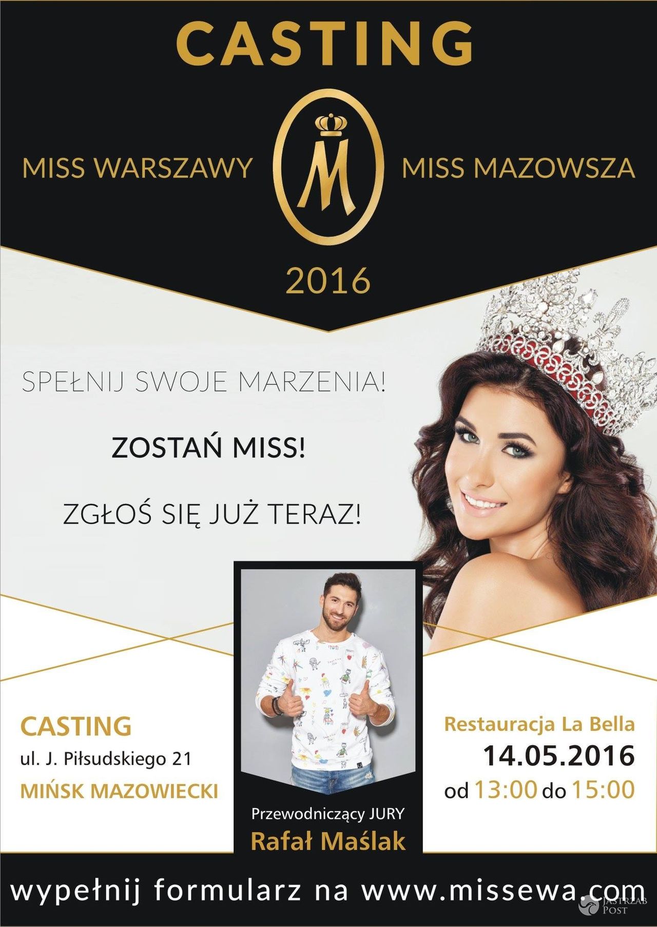 Rafał Maślak przewodniczącym castingu na Miss Warszawy i Miss Mazowsza