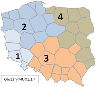 Podział Polski na etapy przejścia z telewizji DVB-T na DVB-T2