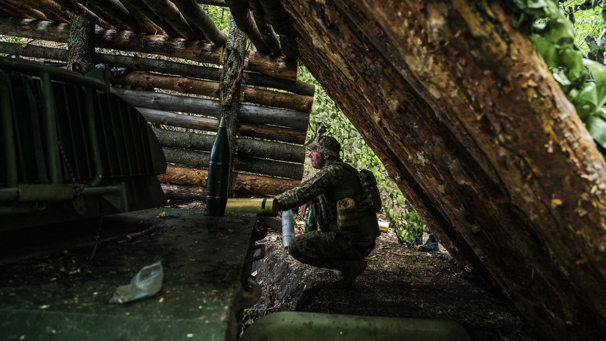 KHARKIV REGION, UKRAINE - AUGUST 05: A Ukrainian soldier is seen as soldiers of the 42nd Brigade prepare to launch artillery strikes against Russian positions in the Kharkiv region, Ukraine on August 05, 2024. The night of August 4-5 is marked by a series of explosions echoing through the city of Kharkiv. (Photo by Jose Colon/Anadolu via Getty Images)