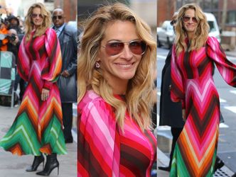 Julia Roberts nadaje kolorytu nowojorskim ulicom we wzorzystej sukni Valentino