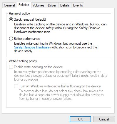 Ustawienia polityki działania dysku USB (Microsoft)