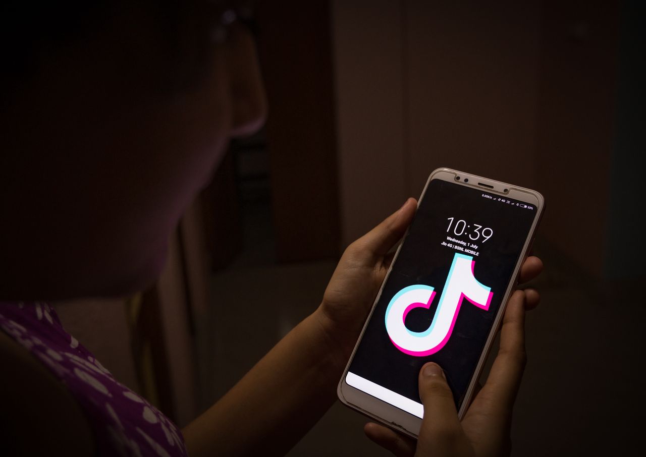 Indian mobile users browses through the Chinese owned video-sharing 'Tik Tok' app on a smartphones in  Tehatta, Nadia, West Bengal, India on July 1, 2020. Indias government banned 59 Chinese mobile apps on Monday, including TikTok on June 29 but Tiktok still remains as someone's mobile wallpaper.  (Photo by Soumyabrata Roy/NurPhoto via Getty Images)