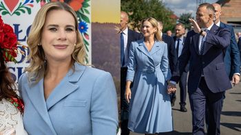 Marta Nawrocka w błękicie na dożynkach. Stylistka dosadnie ocenia: "Mniej kombinowania"