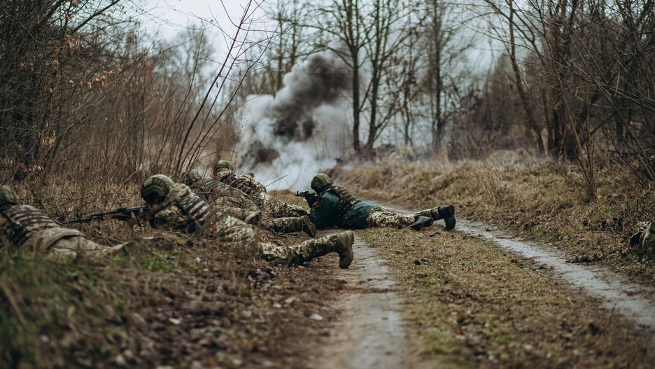 UKRAINE - MARCH 12: Recruits of the 1st Separate Mechanized Battalion ‘Da Vinci Wolves’ named after Dmytro Kotsiubailo undergo a five-day training at a military outdoor firing range on March 12, 2024 in central Ukraine. After training, recruits can join the Armed Forces of Ukraine to defend Ukraine in the war started in 2014 and escalated during the full-scale Russian invasion in 2022. (Photo by Valentyna Polishchuk/Global Images Ukraine via Getty Images)