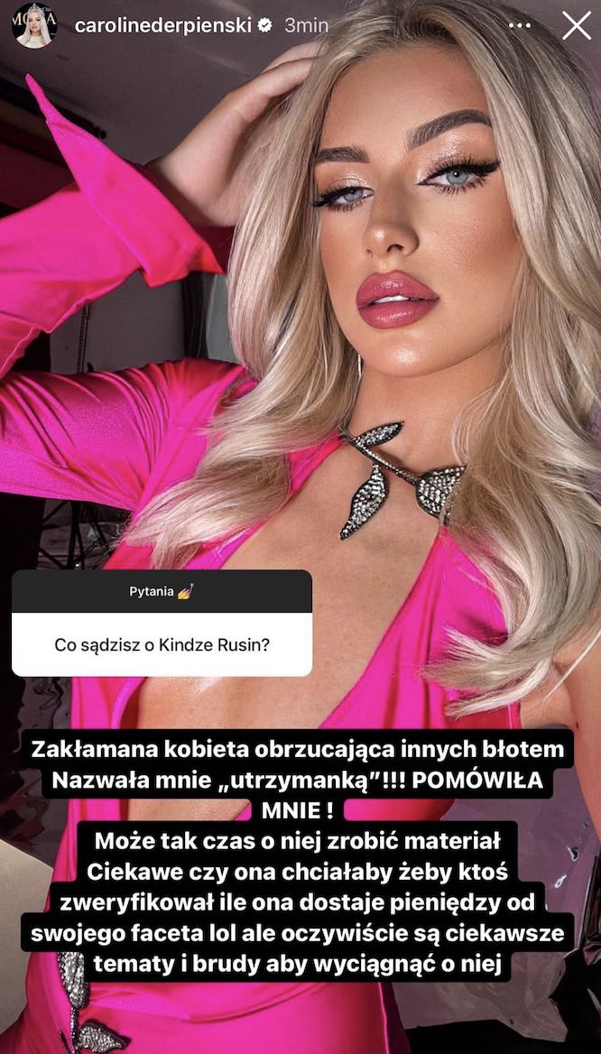 Caroline Derpienski odpowiedziała Kindze Rusin 