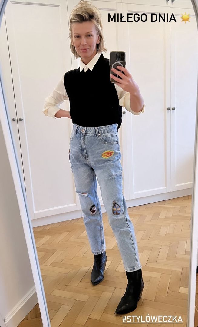 Magda Mołek w jeansach z naszywkami