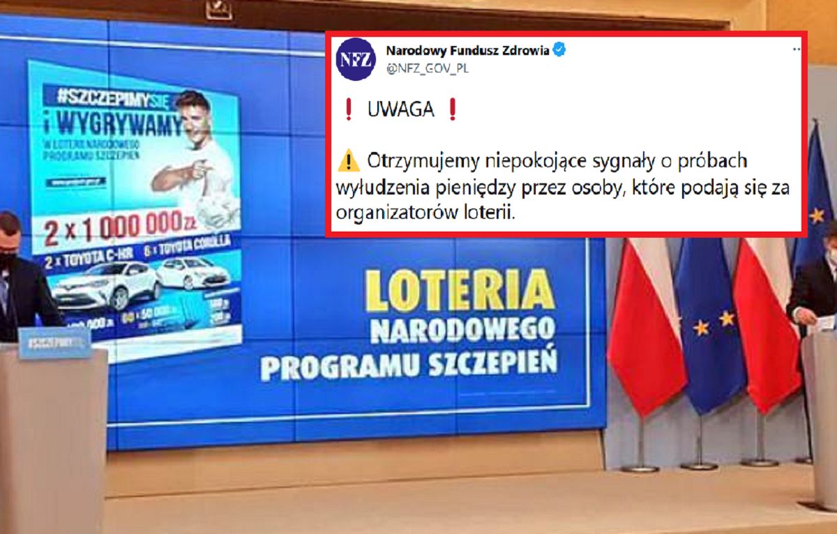 Nowa metoda oszustw "na loterię". NFZ apeluje: "Próby wyłudzenia pieniędzy"