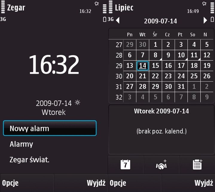 Nokia N97: Jak korzystać  z kalendarza?