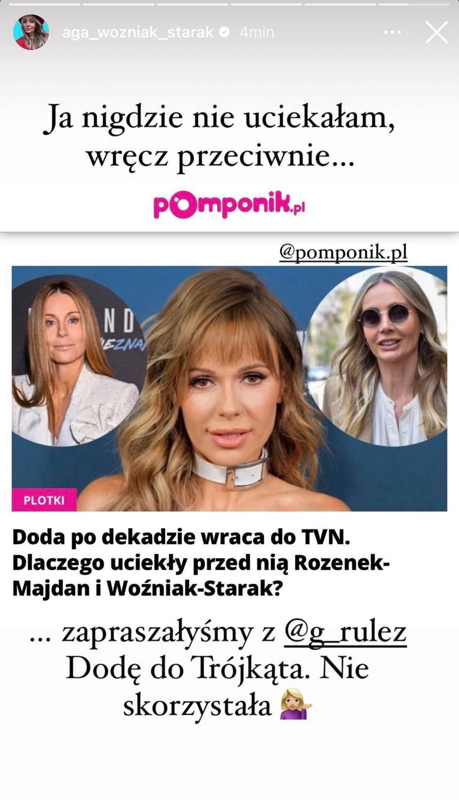 Agnieszka Woźniak-Starak skomentowała powrót Dody do TVN