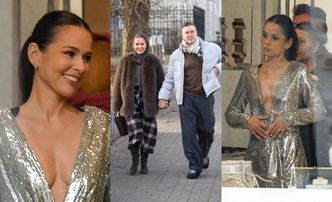 Paulina Sykut-Jeżyna przymierza suknię z głębokim dekoltem podczas shoppingu z małżonkiem (ZDJĘCIA)
