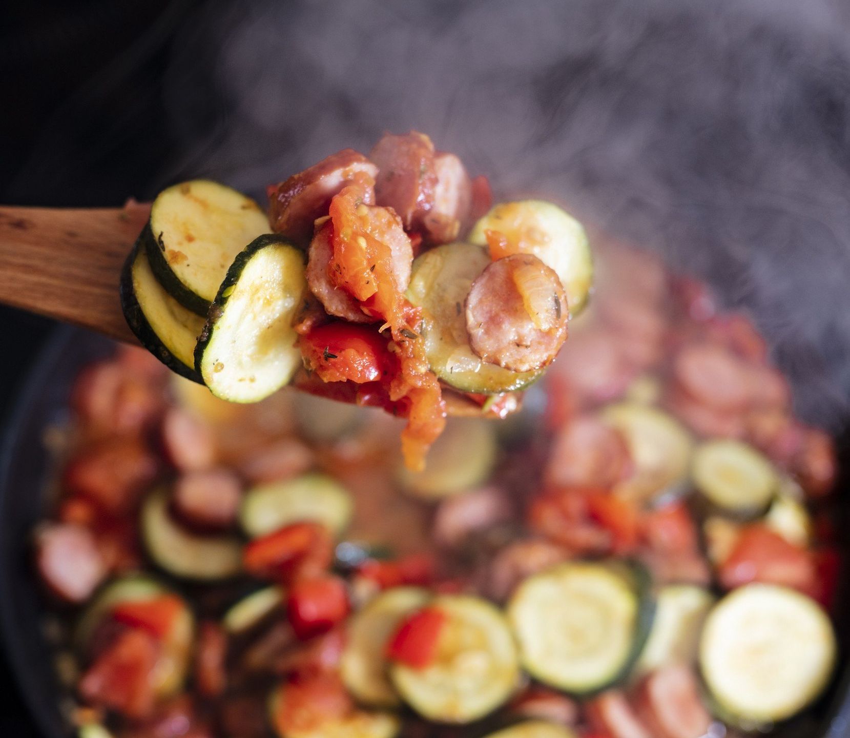 Letcho, stew with courgette and sausages