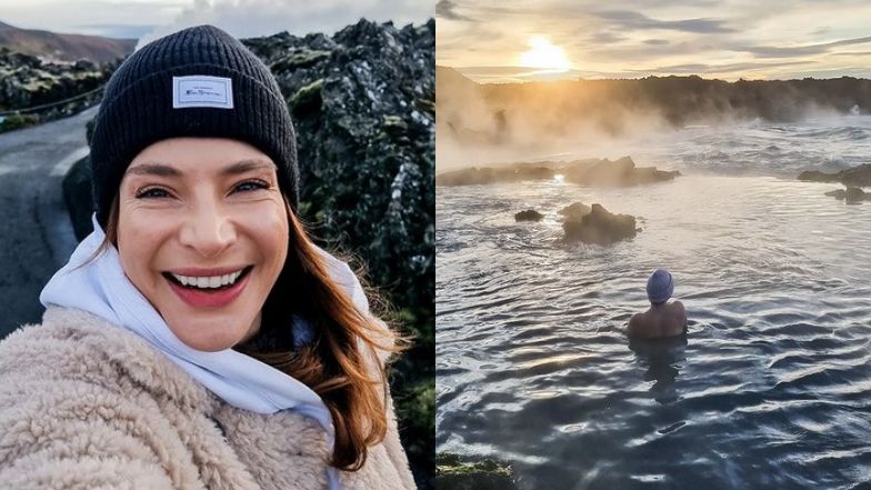 Anna Dereszowska zażywa kąpieli w gorącym źródle na Islandii