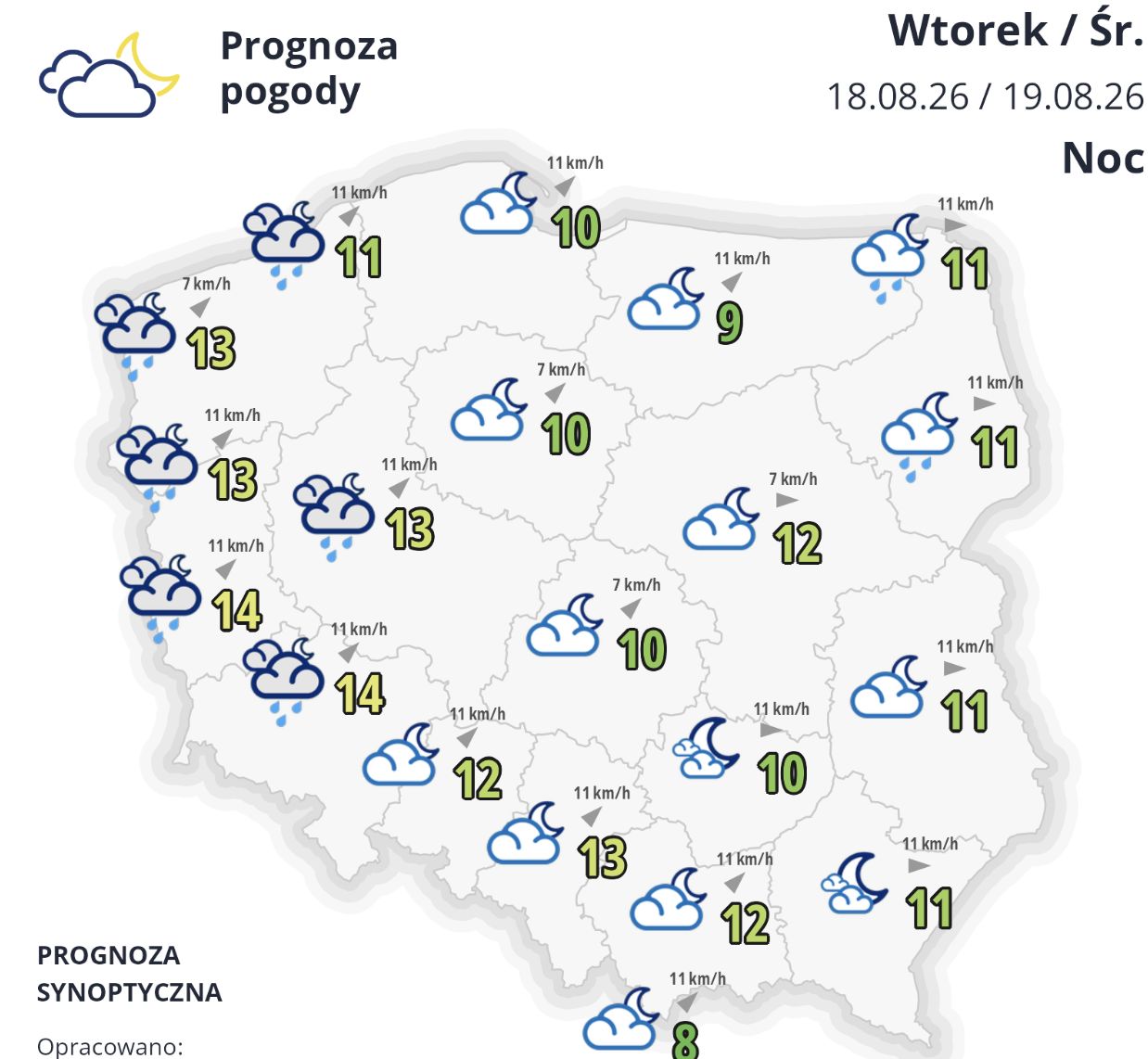 Deszcz również w nocy