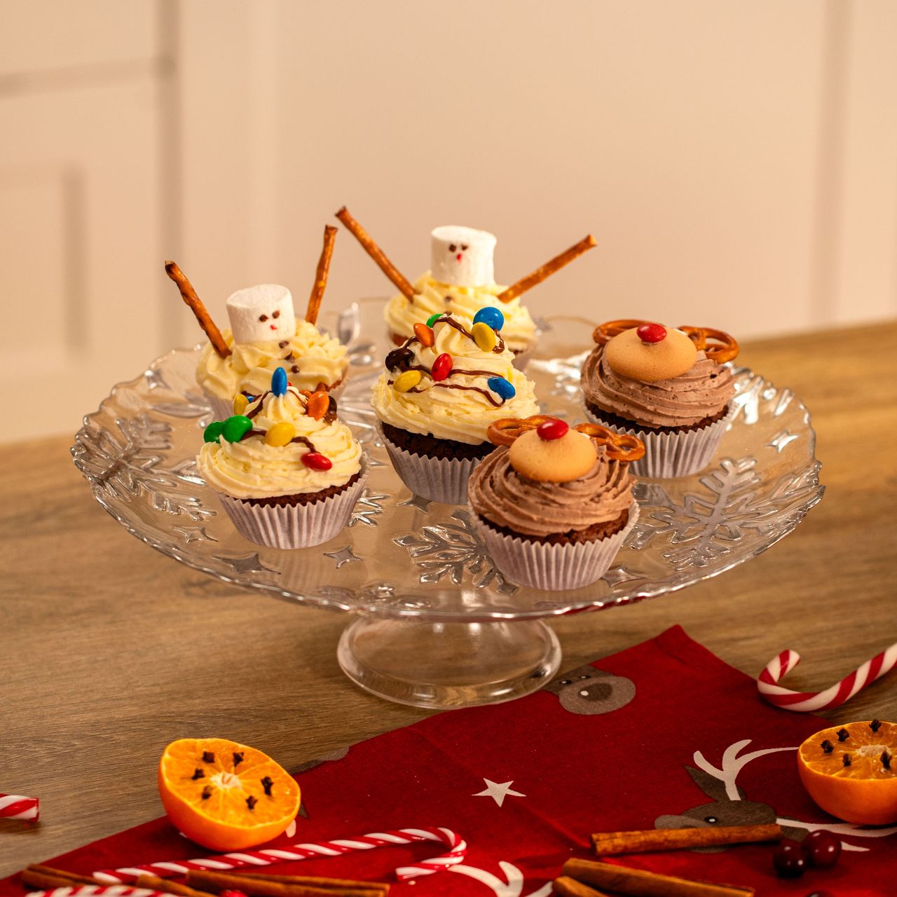 Charming cupcakes with festive decoration