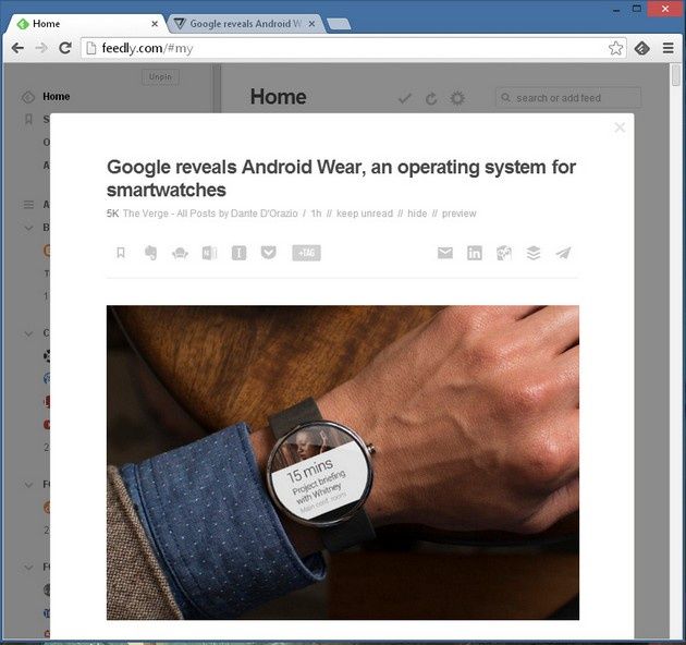 Feedly podgląd