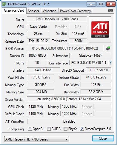 Gigabyte Radeon 7770 OC