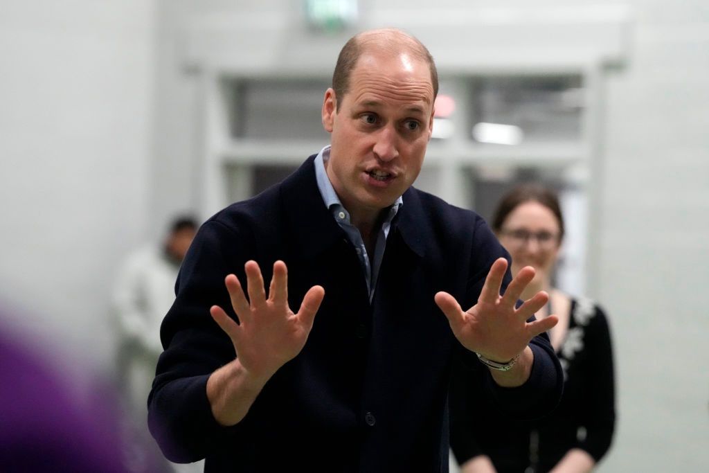 The Prince Of Wales Visits OnSide Youth Zone WESTLONDON, ENGLAND - MARCH 14: Prince William, Prince Of Wales celebrates with young people after he threw a basketball during his visit to WEST, a new OnSide Youth Zone WEST on March 14, 2024 in London, England. (Photo by Frank Augstein - WPA Pool/Getty Images)WPA Pool