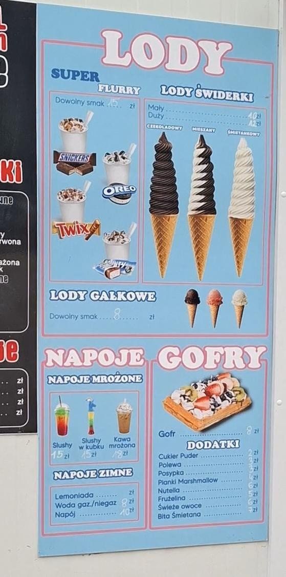 Ceny lodów i gofrów na plaży w Gdańsku