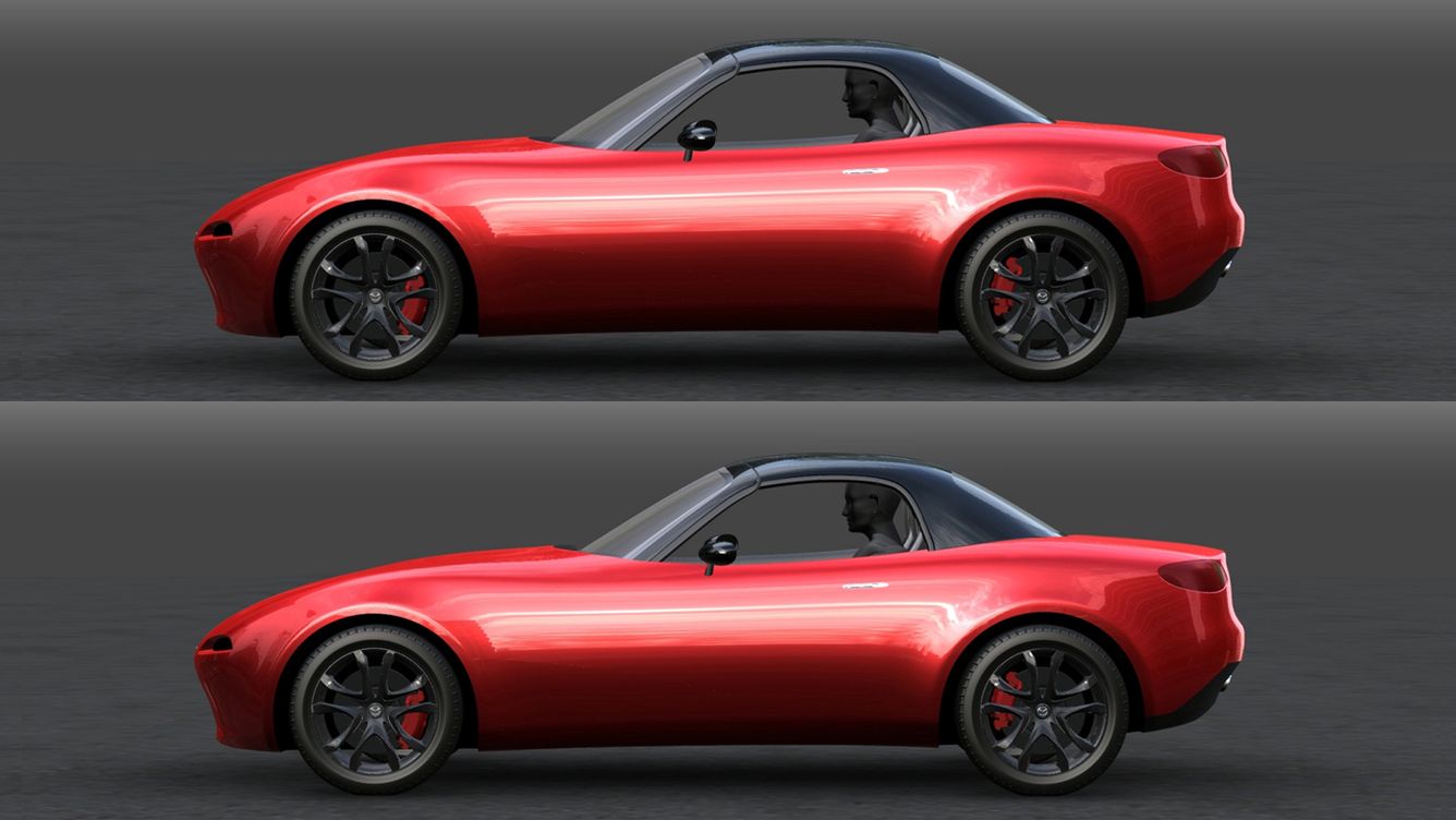 Chociaż nowa wersja MX-5 miała nawiązywać do pierwszego modelu, ustalono, że dostanie inne proporcje. Kabina miała być przesunięta bardziej do tyłu.