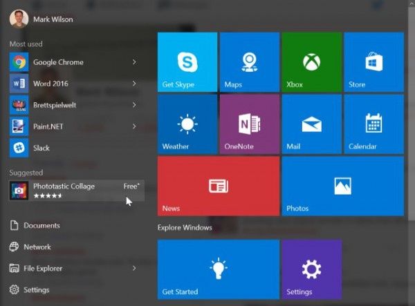 Windows 10 reklama w menu start
