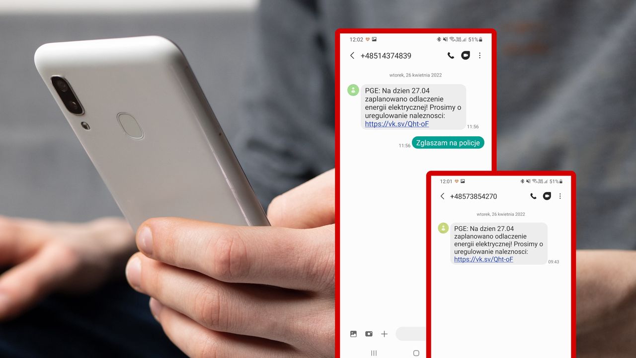 SMS z numeru 514374839 lub 573854270. To nie są wiadomości od PGE