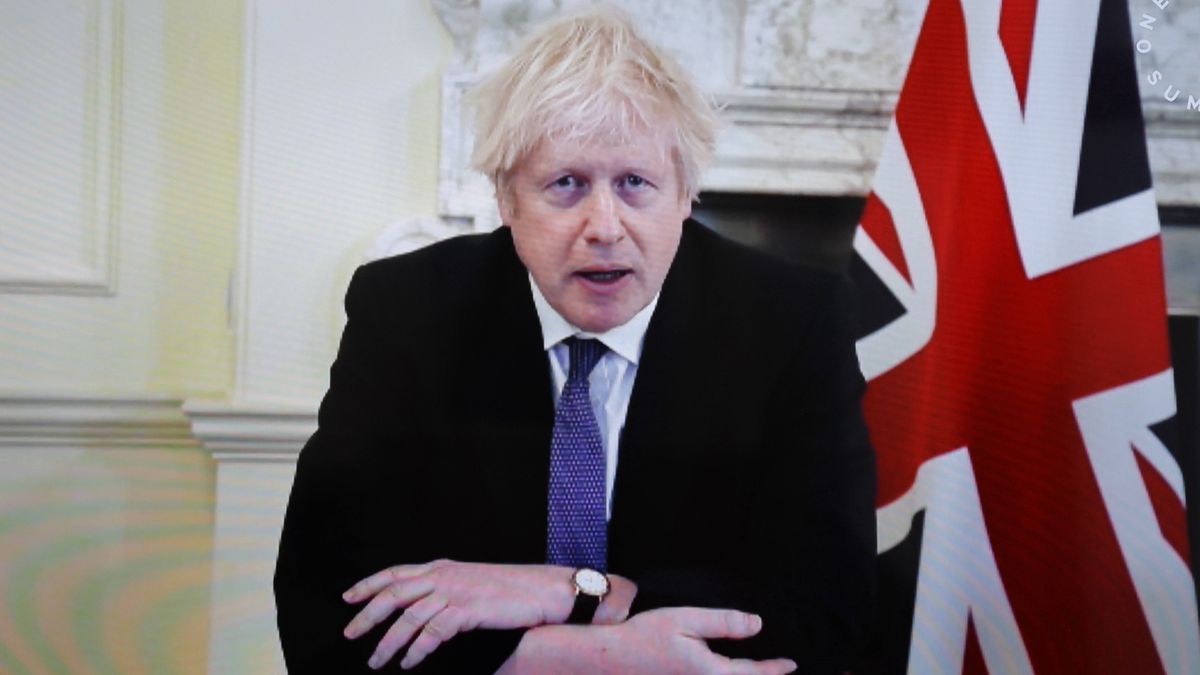 Boris Johnson podczas przemówienia na szczycie One Planet Summit.